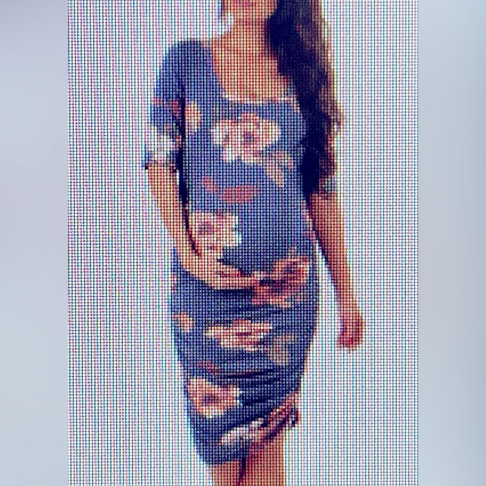 Navy, Floral/ Ruched Maternity Dress. Size Large. Brand - MotherBee Maternity